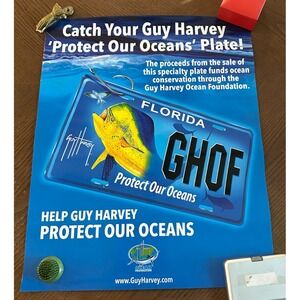 Florida License Plate Mahi Mahi Protect Oceans Guy Harvey DMV Poster 20'' x 16''